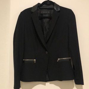 Zara basic black blazer with silver zipper